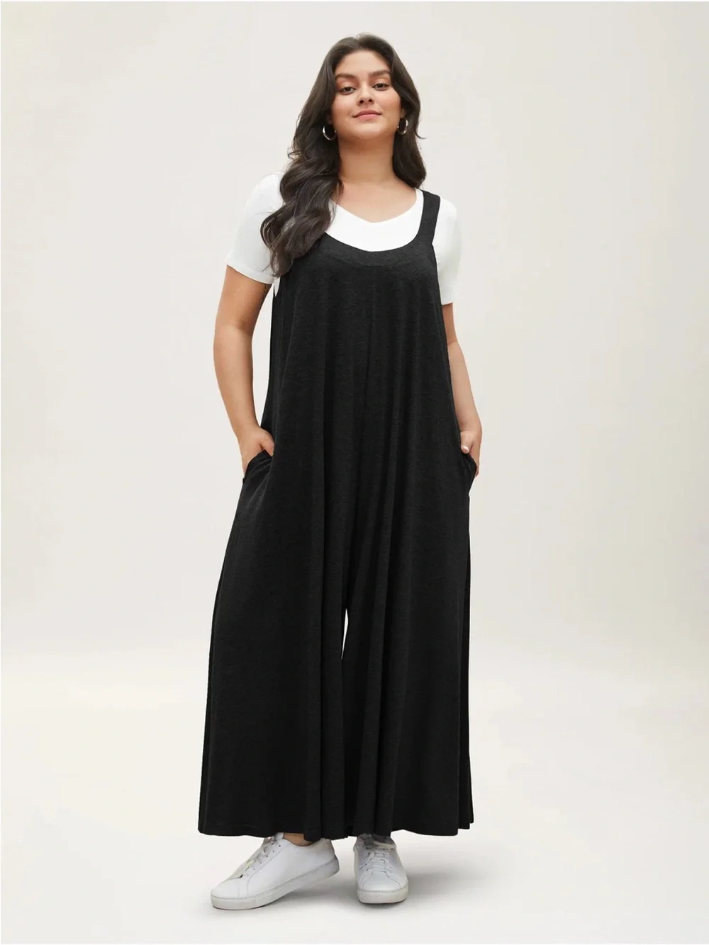 BloomChic 4XL Supersoft Essentials Solid Pocket Adjustable Straps Jumpsuit - Picture 2 of 4